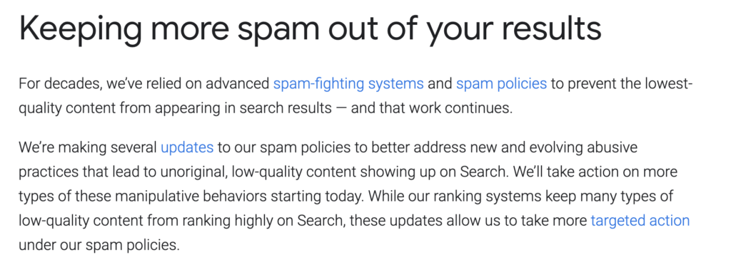 google spam update